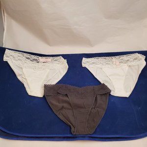 Throuple of Victoria's Secret Panties - White and Grey - Medium